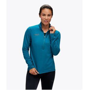 Hoka NWT Women's Half Zip Long Sleeve Deep Lagoon Blue Size XS